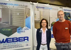 Sylvia van Uden and Christian Oosterlaan with Weber Vacuum Cooling and VegHands. The companies recently published an article about their cooling and cutting machines for indoor/vertical farmers.
